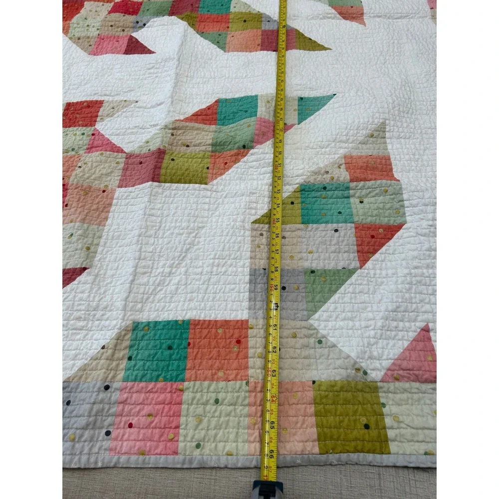 Handmade Snowflake Patchwork Quilt Multicolor Christmas Winter Throw  55x66